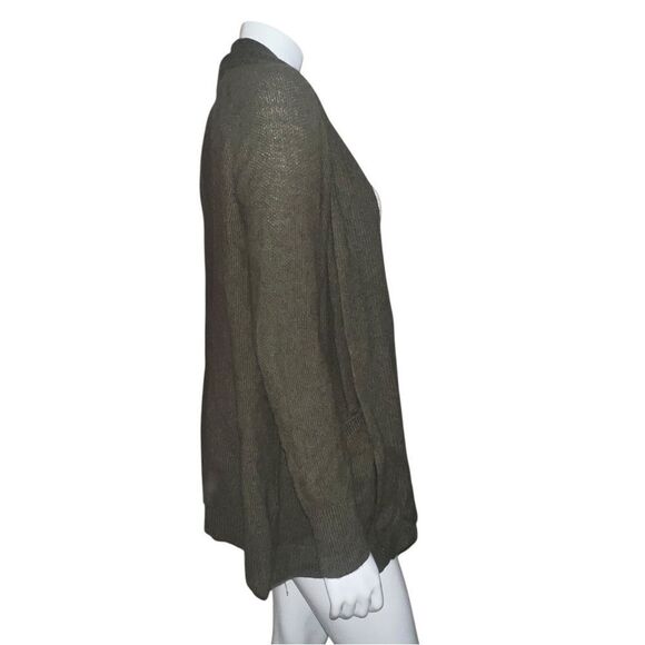 LOFT Ann Taylor Olive Green Ribbed Pocket Open Cardigan Extra Small EUC - Picture 5 of 7